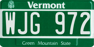 VT license plate WJG972