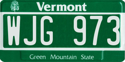 VT license plate WJG973