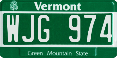 VT license plate WJG974