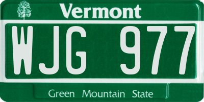 VT license plate WJG977