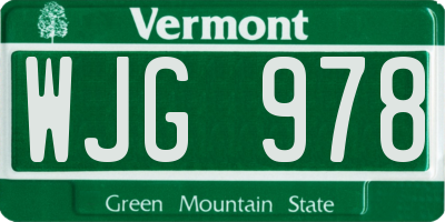 VT license plate WJG978