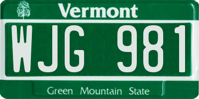 VT license plate WJG981