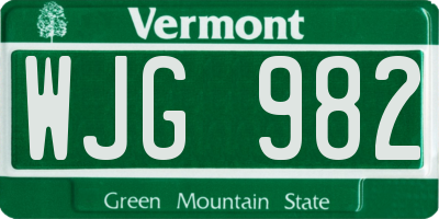 VT license plate WJG982