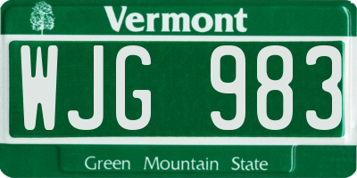 VT license plate WJG983