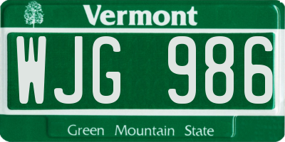 VT license plate WJG986