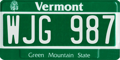 VT license plate WJG987