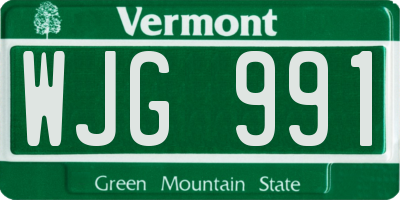 VT license plate WJG991