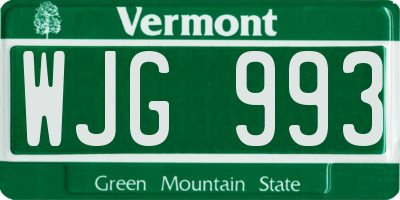 VT license plate WJG993
