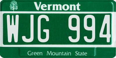 VT license plate WJG994