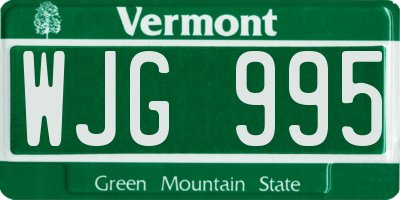 VT license plate WJG995