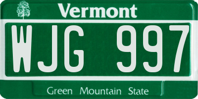 VT license plate WJG997