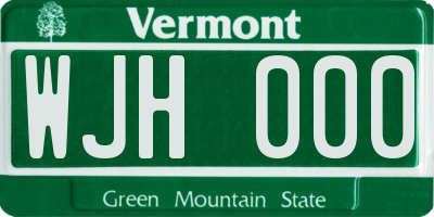 VT license plate WJH000