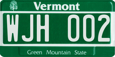 VT license plate WJH002