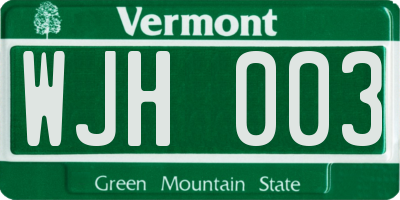 VT license plate WJH003