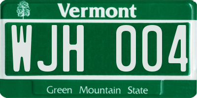 VT license plate WJH004