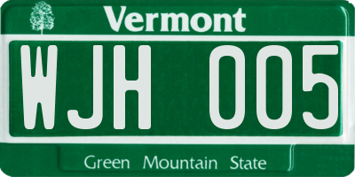 VT license plate WJH005