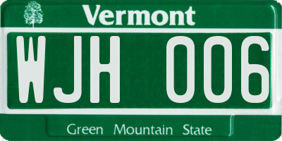 VT license plate WJH006