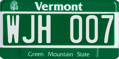 VT license plate WJH007