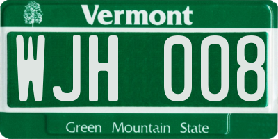 VT license plate WJH008