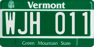 VT license plate WJH011