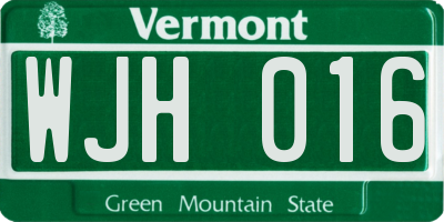 VT license plate WJH016