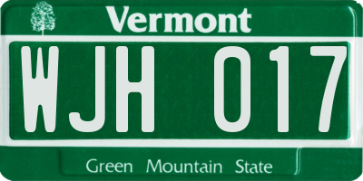 VT license plate WJH017