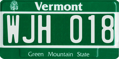 VT license plate WJH018