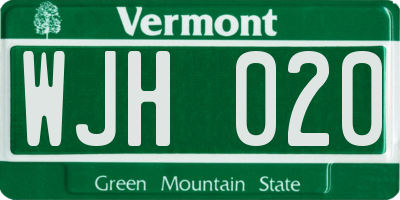 VT license plate WJH020