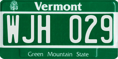 VT license plate WJH029