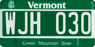 VT license plate WJH030