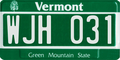 VT license plate WJH031