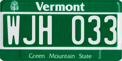 VT license plate WJH033