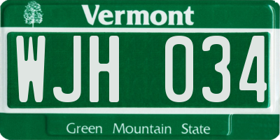 VT license plate WJH034