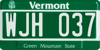 VT license plate WJH037