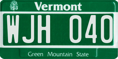 VT license plate WJH040