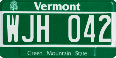 VT license plate WJH042