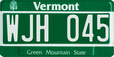 VT license plate WJH045