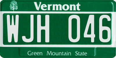 VT license plate WJH046