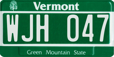 VT license plate WJH047