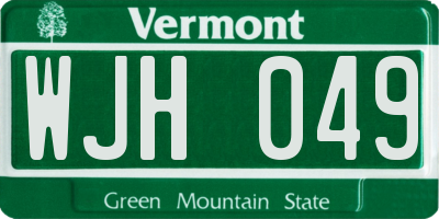 VT license plate WJH049