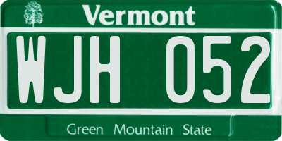 VT license plate WJH052