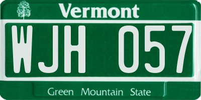 VT license plate WJH057