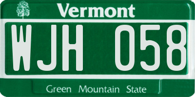 VT license plate WJH058
