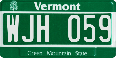 VT license plate WJH059