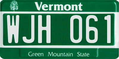 VT license plate WJH061