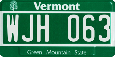 VT license plate WJH063