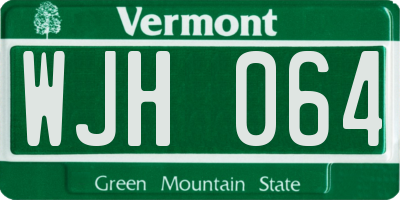 VT license plate WJH064