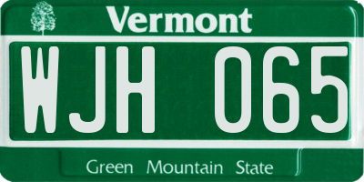VT license plate WJH065