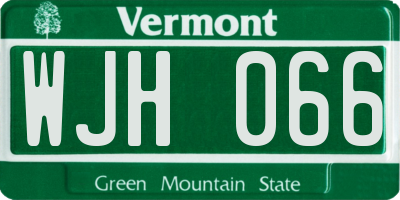 VT license plate WJH066
