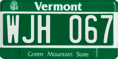 VT license plate WJH067